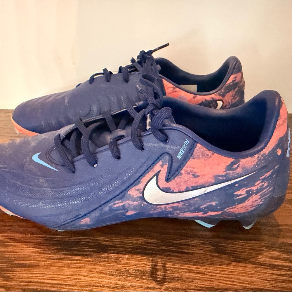 Nike Blue and Coral Soccer Cleats
